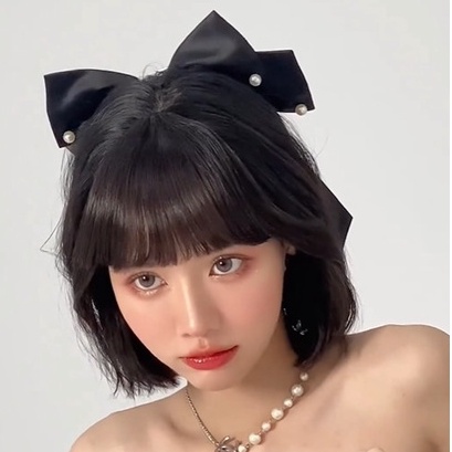 Kẹp Tóc Đính Nơ Gắn Hạt Trai Nhựa Tiệm Thêu Việt Phong Cách Jimin Young