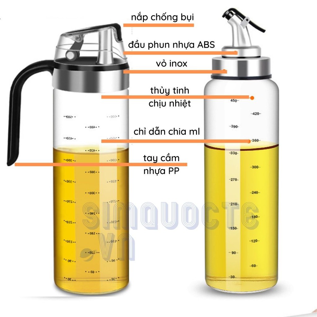 Chai Lọ Bình thủy tinh đựng dầu ăn nước mắm tự mở nắp khi rót 550ml | BigBuy360 - bigbuy360.vn