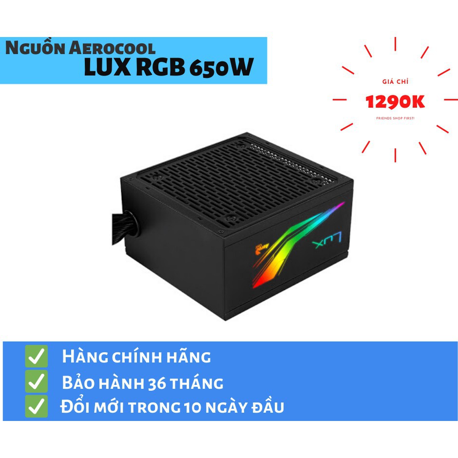 Nguồn máy tính Aerocool LUX RGB 650W - 650W - 80 Plus Bronze - Semi Modular. Nguồn máy tính cao cấp giành cho game th