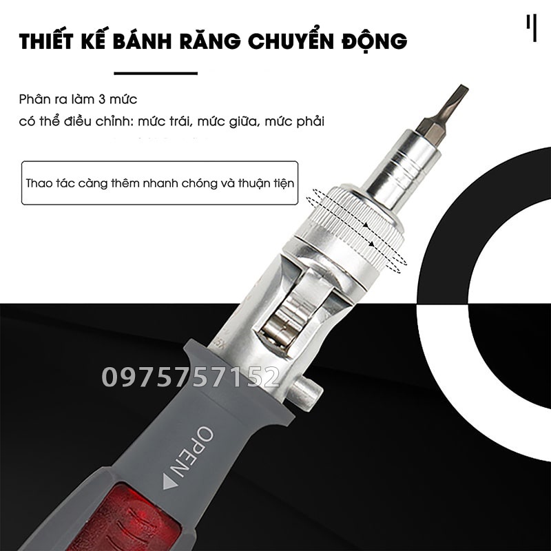 Tua vít đa năng đa góc 180 độ Kapusi, bộ tô vít 10 trong 1 sửa chữa thiết bị, tuốc nơ vít điều chỉnh có nam châm cao cấp
