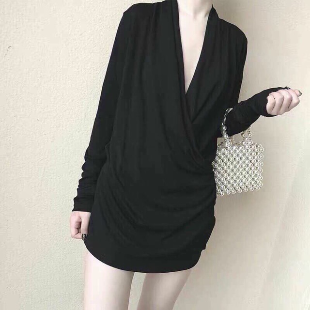 Váy len suông rúm eo