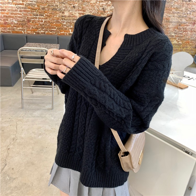 Áo len thừng cổ V Hàn Quốc (hàng QC) - Ảnh thật