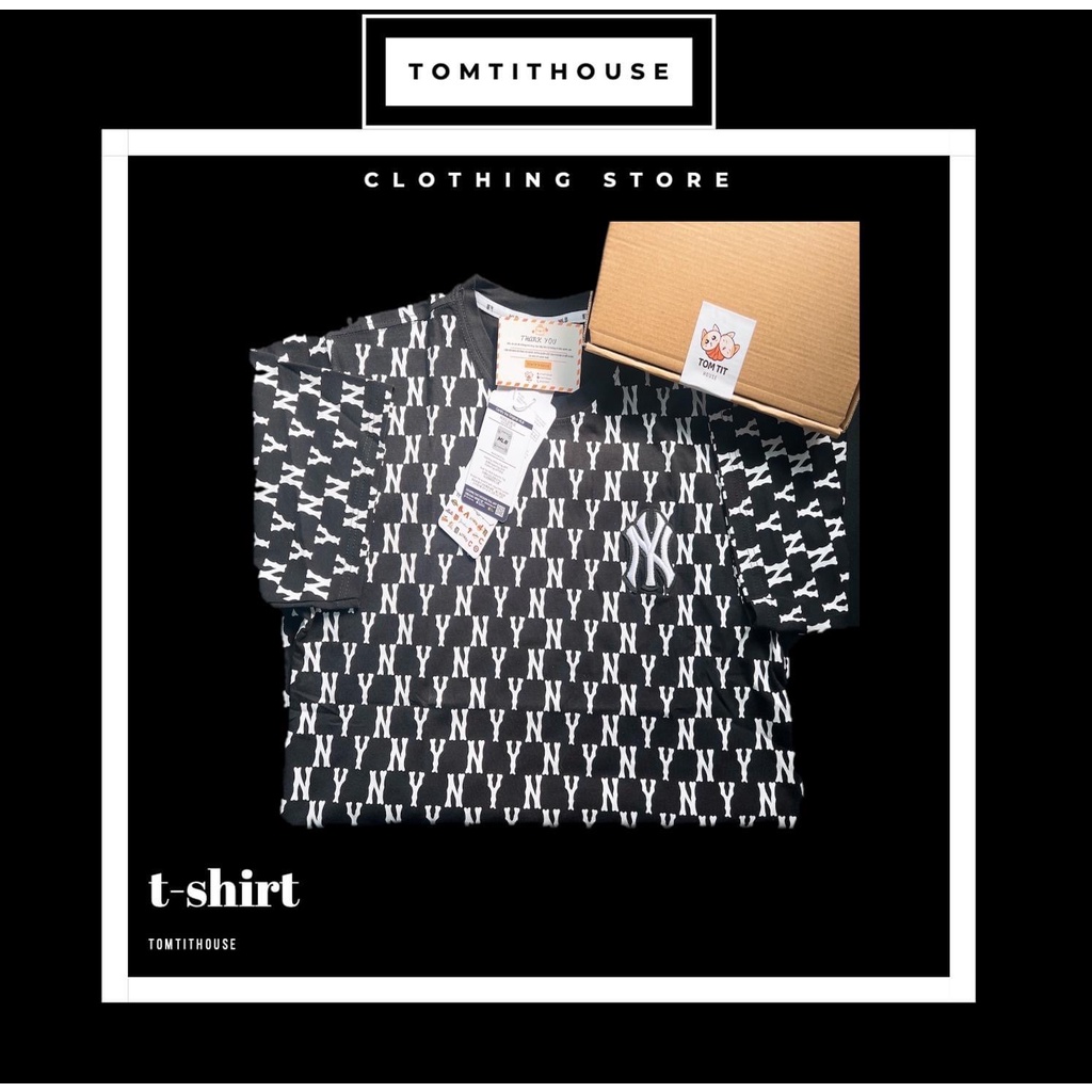 Áo Thun M.L.B Monogram Chất Cotton 100% Dáng Form Suông Năng Động