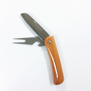 Dao cắt gọt hoa quả có dĩa ăn đi kèm dạng gập GG356 Xuất xứ Hàn Quốc dài 18cm
