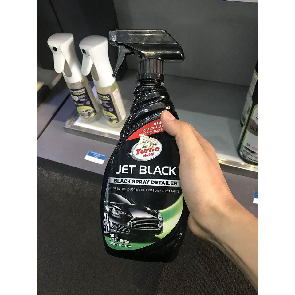 CHAI XỊT BÓNG NHANH CHUYÊN DÙNG CHO XE MÀU ĐEN HIỆU CON RÙA TURTLE WAX JET BLACK SPRAY DETAILER 00319 680ML