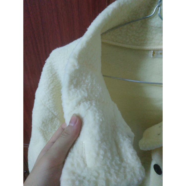 Áo khoác lông cừu dày dặn thời trang thu đông ulzzang ,Áo lông 2 lớp siêu ấm màu trắng 1 hàng cúc - MET SHOP