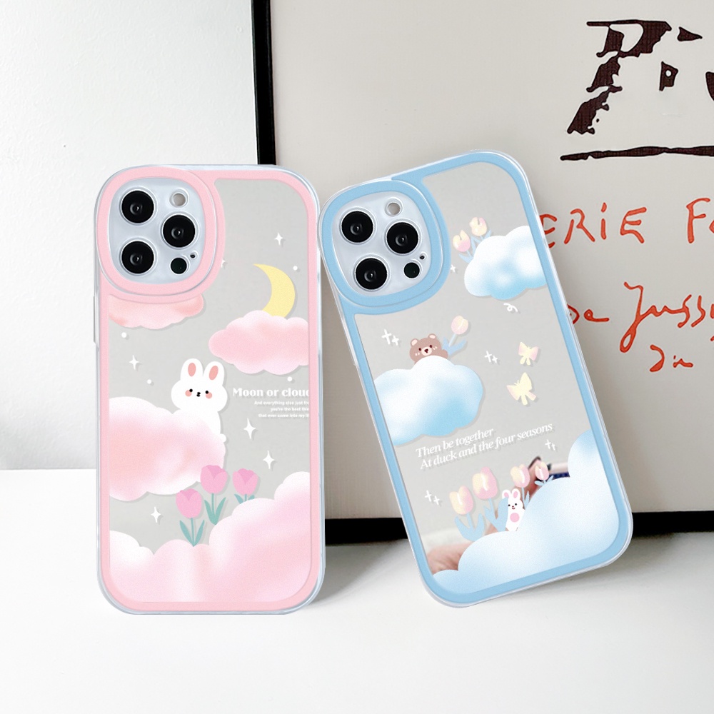 Ốp lưng iphone gương cạnh vuông gấu thỏ mây xanh 6/6plus/7/7plus/8/8plus/x/11/12/13/pro/max/plus/promax-Sale Hot V3-3