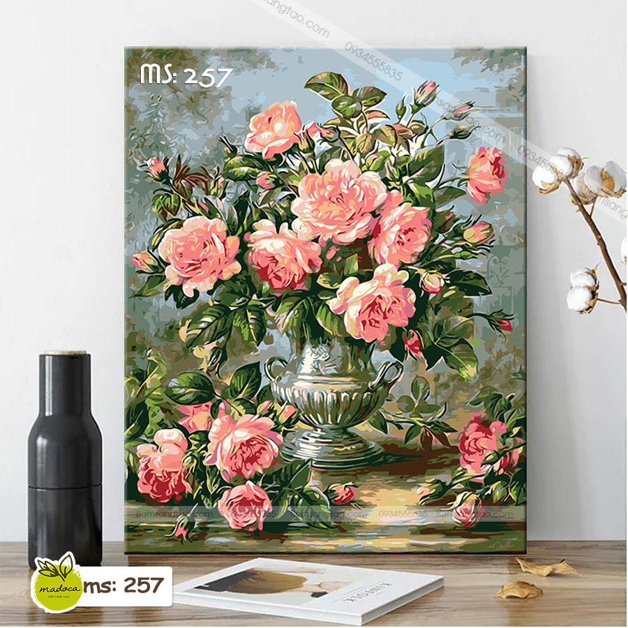 Tranh tô màu 40x50cm có khung Hoa hồng ngát hương T257
