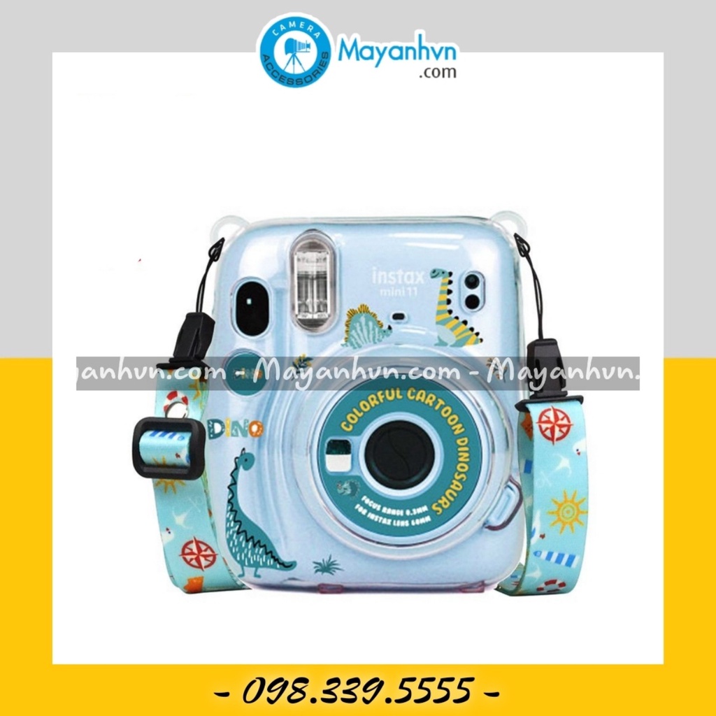 Case trong Fujifilm Instax Mini 11 Trong Suốt Kèm Túi Đựng Và Dây Đeo + Miếng Dán Chuyên Dụng Chất Lượng Cao