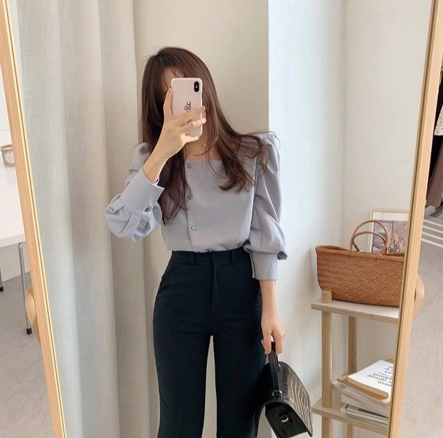 Áo sơ mi dài tay dáng ôm phong cách Hàn Quốc (Fr4841599)