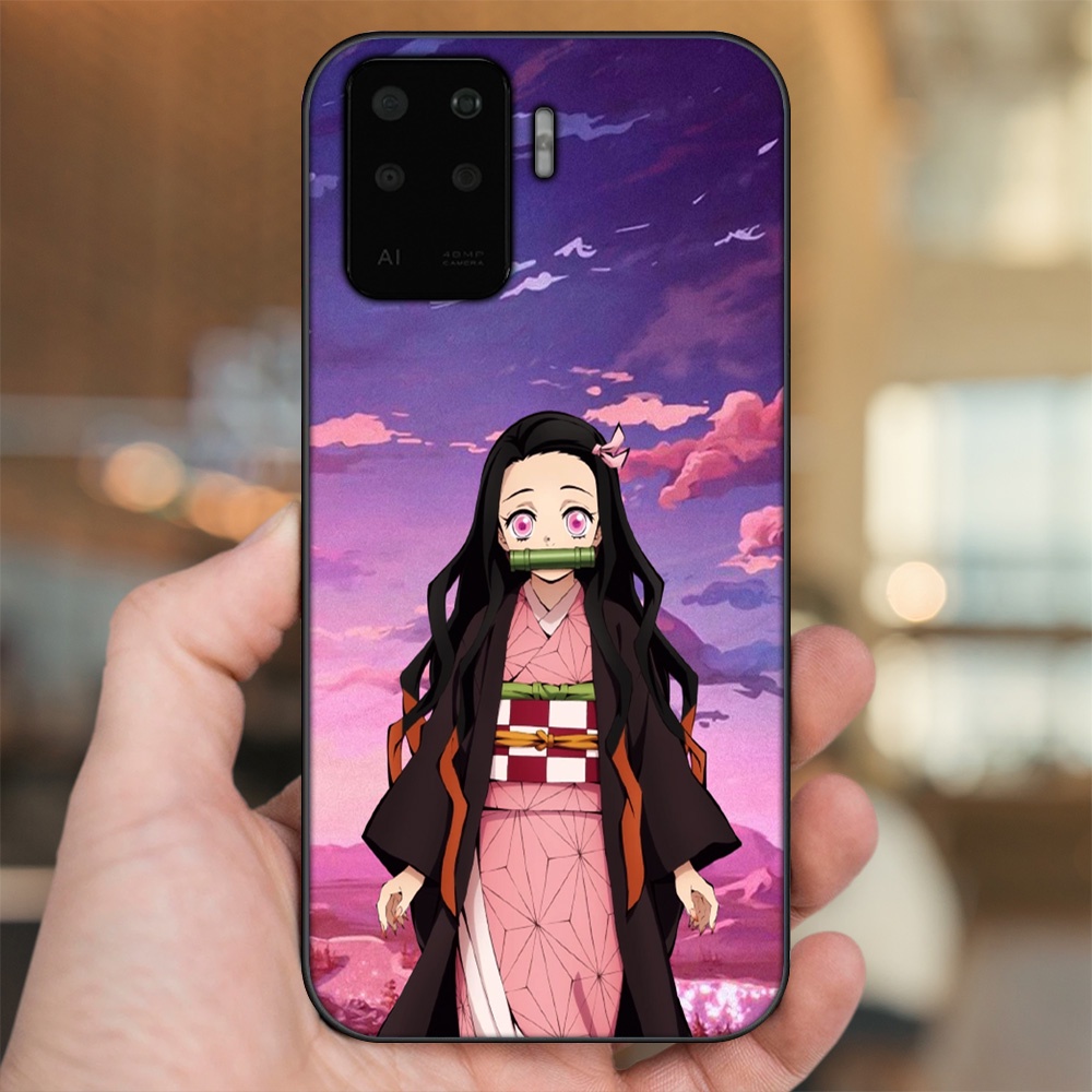 Ốp lưng Oppo A94 viền đen in hình Nezuko Kimetsu no Yaiba
