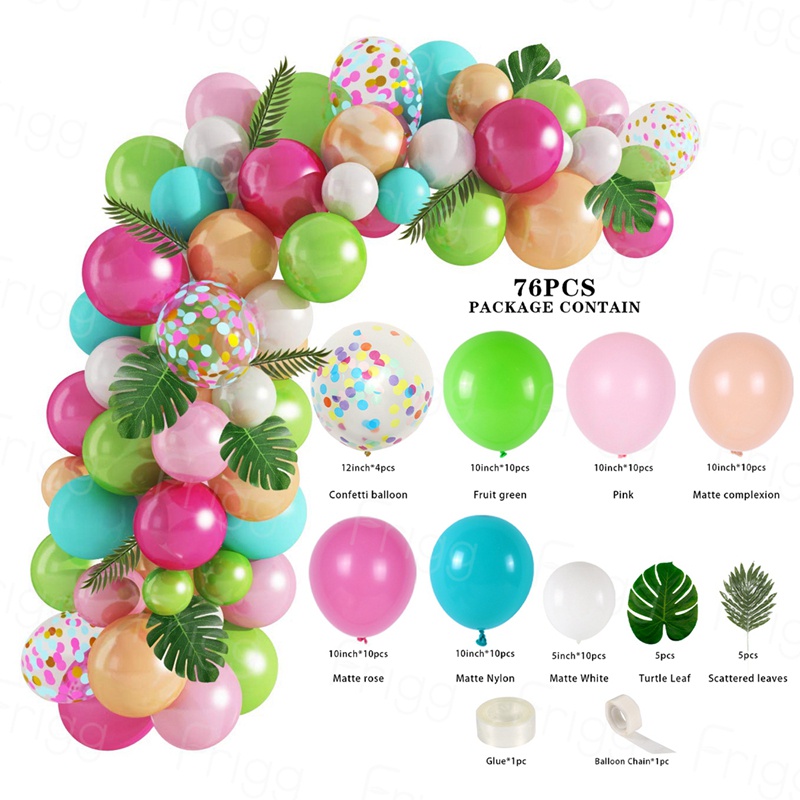 Set 76 Phụ Kiện Gắn Bong Bóng Trang Trí Tiệc Sinh Nhật Phong Cách Hawaii