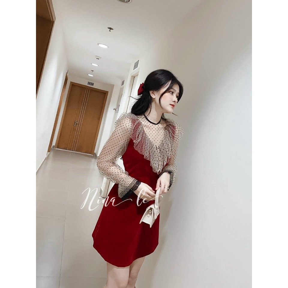 Đầm Xinh dạo phố đi tiệc đi chơi màu đỏ dễ thương