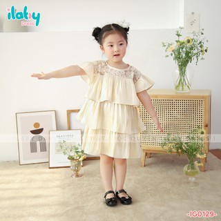 [25.6 GIẢM 40K ĐƠN 299K] Váy cho bé gái ILABY thiết kế 3 tầng phối ren [IG0129]