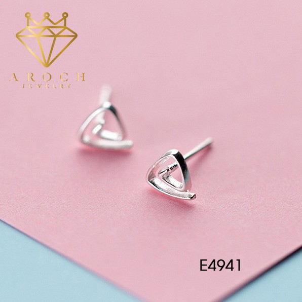 Khuyên tai bạc Ý s925 tam giác cuộn E4941 - AROCH Jewelry