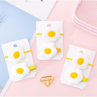 SET KẸP TÓC KÈM DÂY CỘT HÌNH TRỨNG ỐP LA SIÊU CUTE