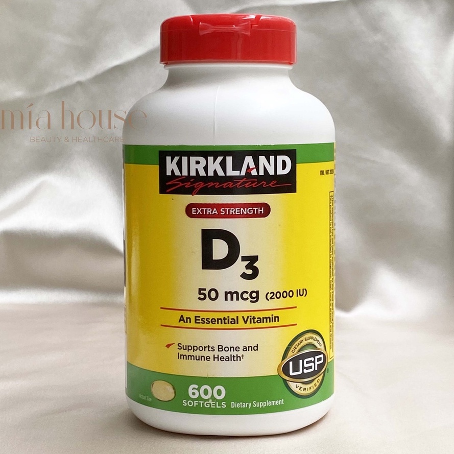 Viên uống bổ sung vitamin D3 Kirkland D3 50mcg (2000IU) 600 viên
