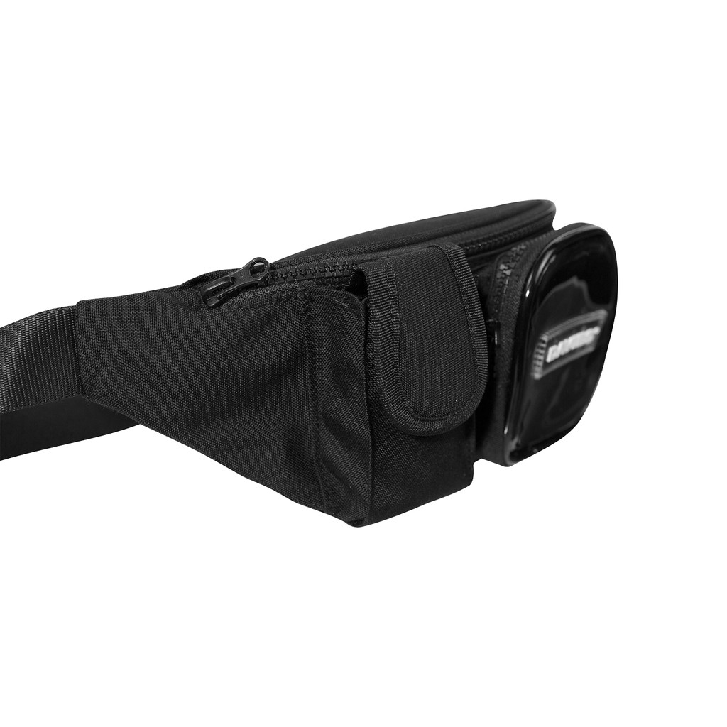 Túi đeo chéo canvas nam nữ màu đen DAVIES - Black Bumbag Plastic Pocket.