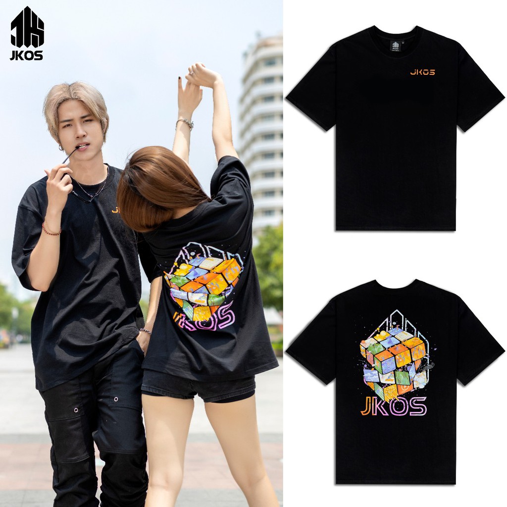 Áo thun tay lỡ JKOS Rubik Unisex cho nam và nữ 100% Cotton form rộng áo tay lỡ độc đáo