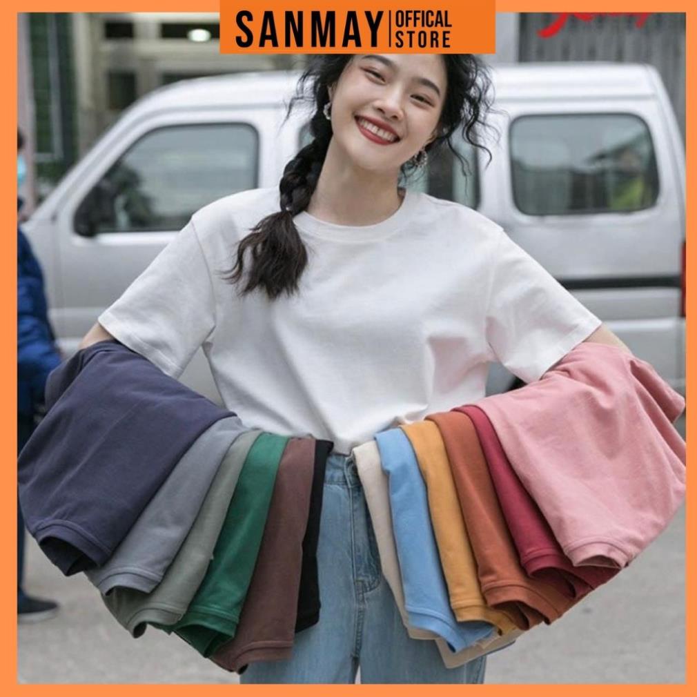 Áo Thun Trơn Nữ Unisex Form Rộng SANMAY Áo Phông Nam Đẹp Tay Lỡ Hàn Quốc, Chất Tici Thun Lạnh Cao Cấp,Trắng Đen AO008 !