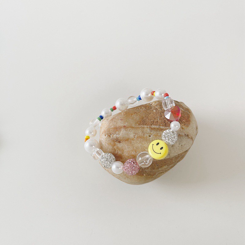 Vòng Tay Chuỗi Hạt Ngọc Trai Mặt Cười Hoạt Hình Cho Nữ