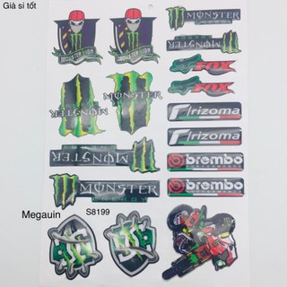 Tem đề can Monster , decal trang trí xe - giá cả bảng (S8199)