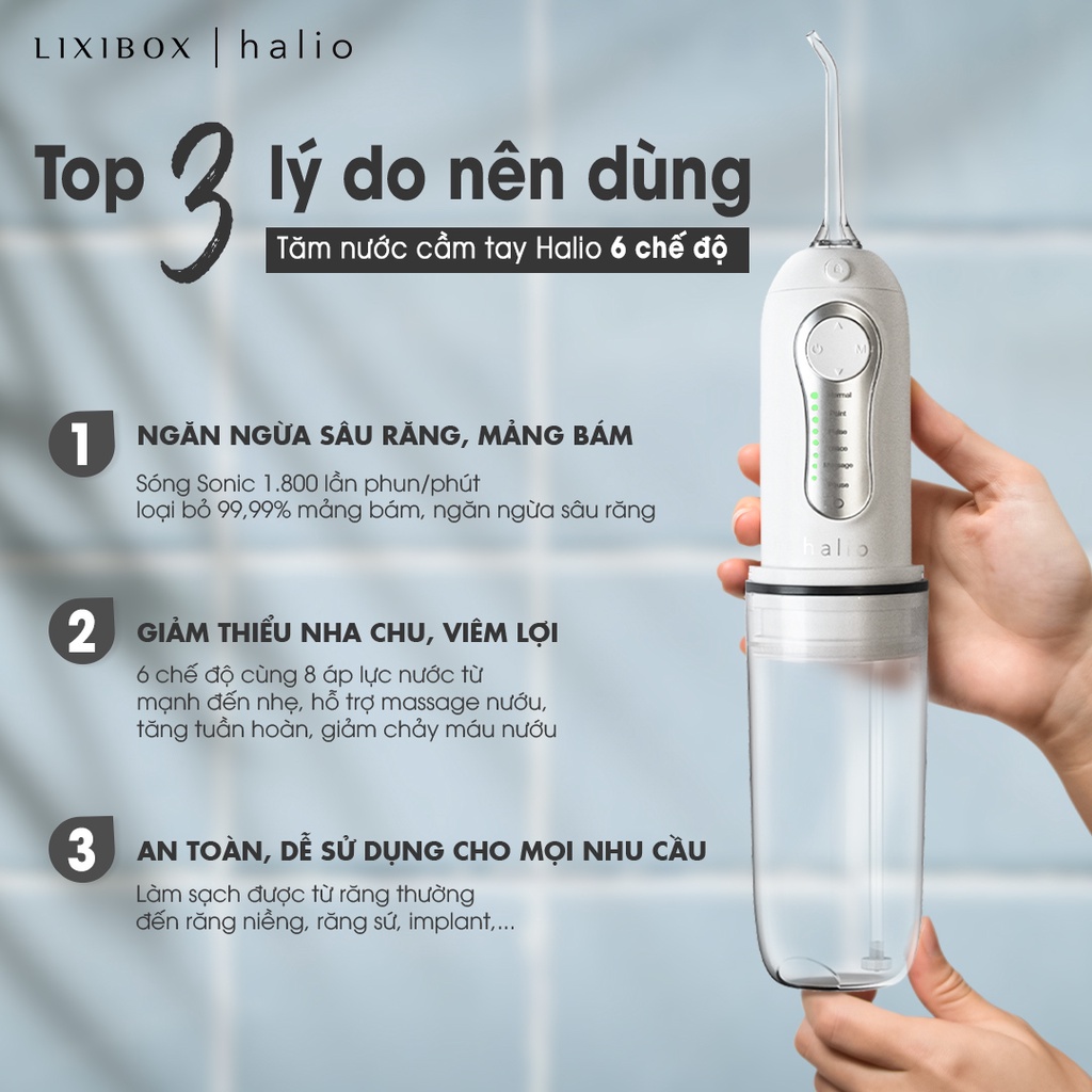 Combo Máy tăm nước Cordless Oral Irrigator Và Máy Tẩy Trắng Răng Halio