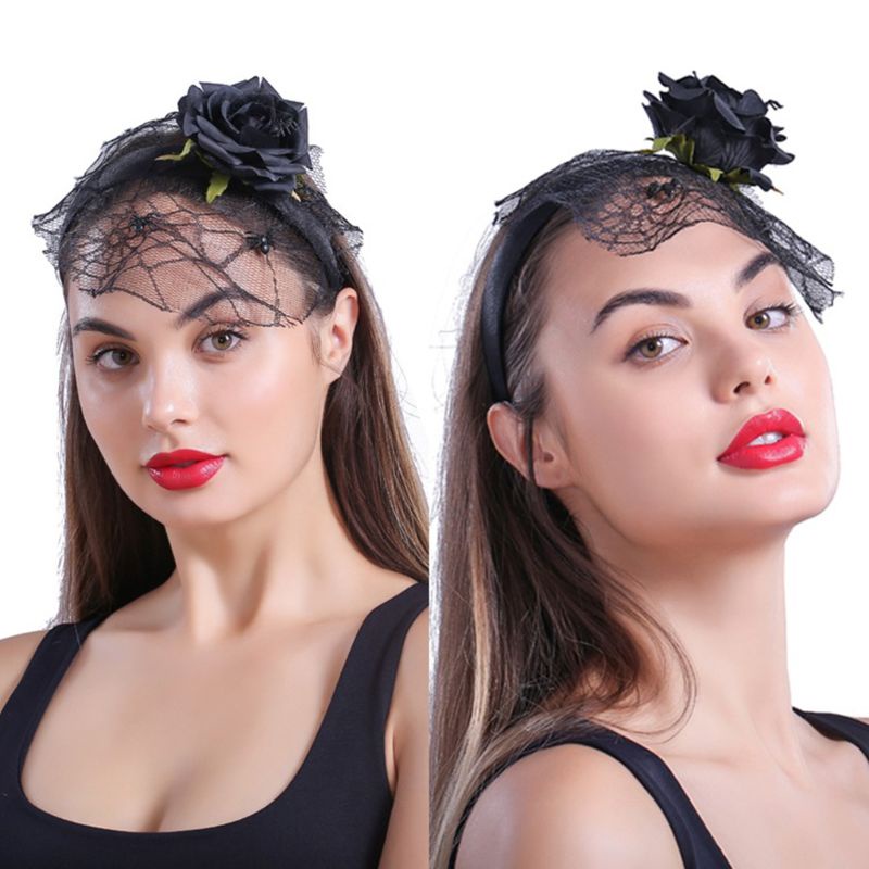 Băng Đô Vải Nhung Gắn Hoa Hồng Kinh Dị Hóa Trang Ngày Halloween