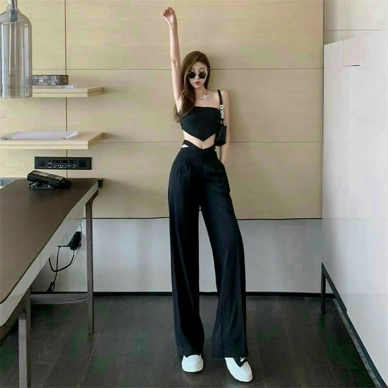 QUẦN ỐNG RỘNG CẠP XẺ EO SIÊU XINH.