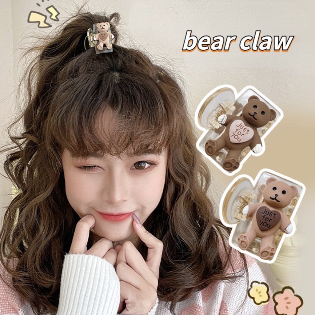 [Hàng thiết kế] Kẹp tóc đuôi ngựa nhỏ họa tiết chú gấu phong cách Hàn Quốc dễ thương