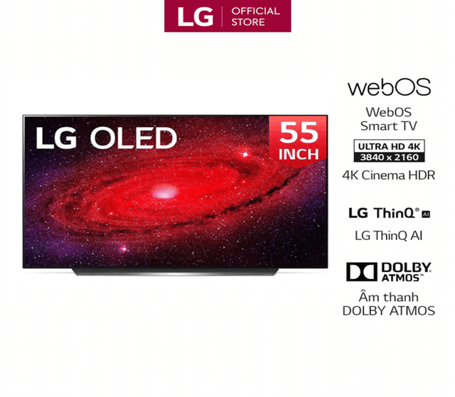 [Mã ELLGAPR giảm 6% đơn 300K] Smart OLED Tivi Tivi LG OLED55CX 55 inch 4K - Model 2020 - Miễn phí lắp đặt | WebRaoVat - webraovat.net.vn
