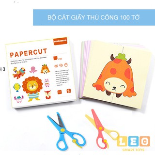 BỘ CẮT GIẤY THỦ CÔNG 100 TỜ [NHIỀU CHỦ ĐỀ] - KÈM 2 KÉO CHO BÉ LUYỆN KHÉO TAY VÀ SÁNG TẠO