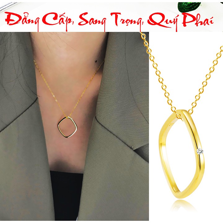 Dây chuyền titan hình vuông 1 viên đá nhỏ siêu đẹp, bền màu, hợp thời trang, dễ phối đồ