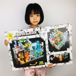 Lắp Ráp xếp Hình Lego Minecraft My World 681, 679 : Đánh Vom TNT Thác Nước Băng 866 Mảnh Có Đèn Led