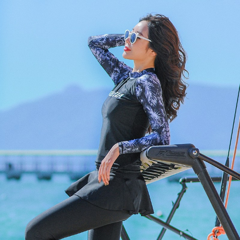 Có sẵn Bộ đồ bơi nữ dài tay quần váy thun lạnh đẹp Hàn Quốc | BigBuy360 - bigbuy360.vn