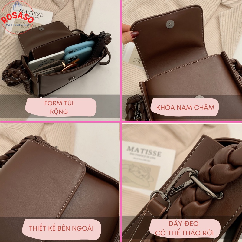 Túi xách nữ sang trọng phong cách Hàn Quốc da PU mềm cao cấp hot trend ROSASO TX75