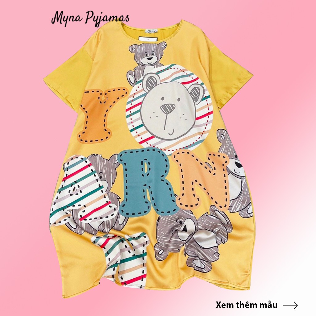 Váy, Đầm Ngủ Lụa Cao Cấp Cổ Tròn, Chất lụa mềm, mịn, mát, Ảnh tự chụp