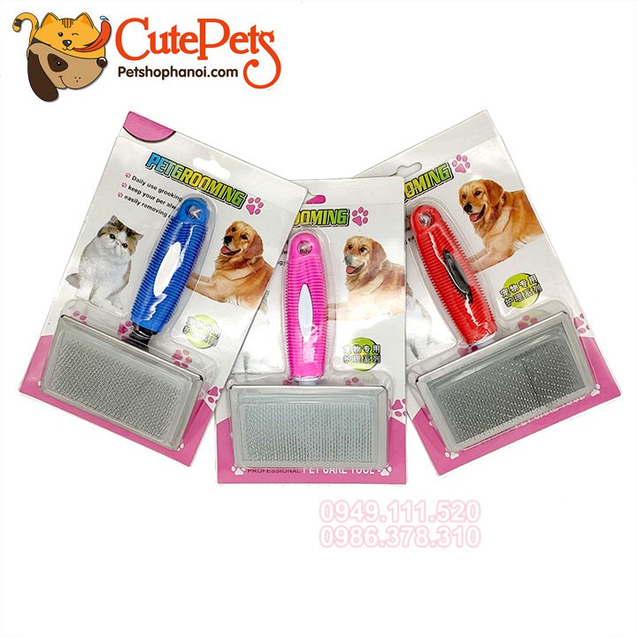 Lược chải lông rụng, lông tơ mặt kim loại dành cho chó mèo - CutePets Phụ kiện chó mèo Pet shop Hà Nội