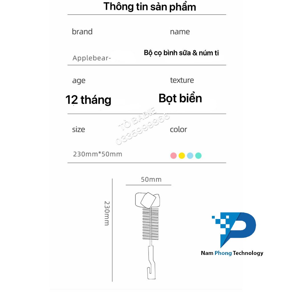 BỘ CỌ RỬA BÌNH SỮA, NÚM TI - DỤNG CỤ VỆ SINH CỐC, LY, TÁCH ĐA NĂNG