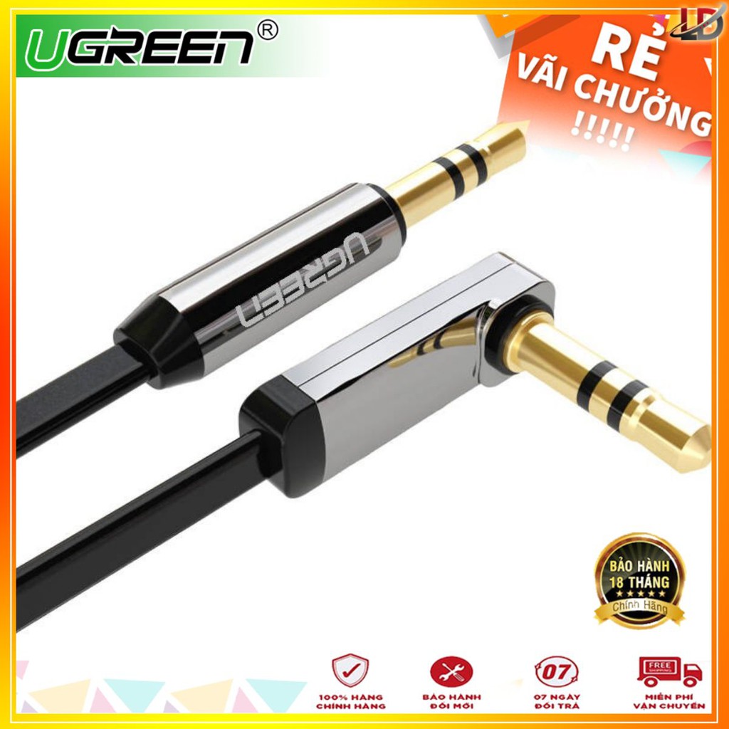 Dây Audio 3.5mm dẹt,mạ vàng 1 đầu vuông 90, TPE UGREEN AV119 .