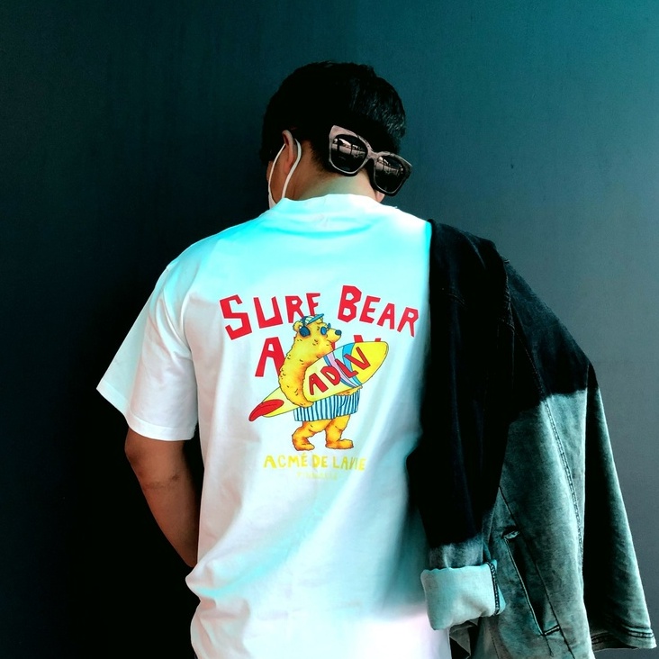 Áo Phông Nam Nữ Form Rộng Unisex Surfing Bear Short Sleeve T-Shirt Màu Đen Trắng Oversize NICEMEN