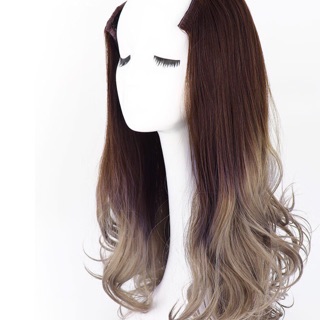 Tóc giả kẹp U ombre đuôi khói xanh/ khói xám Inbox shop lựa màu ạ