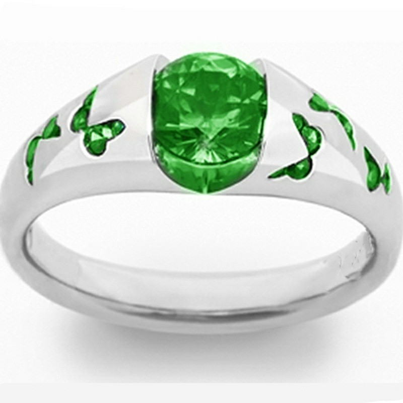 Nhẫn đính hôn kim cương đá quý trắng bướm thời trang nữ thanh lịch