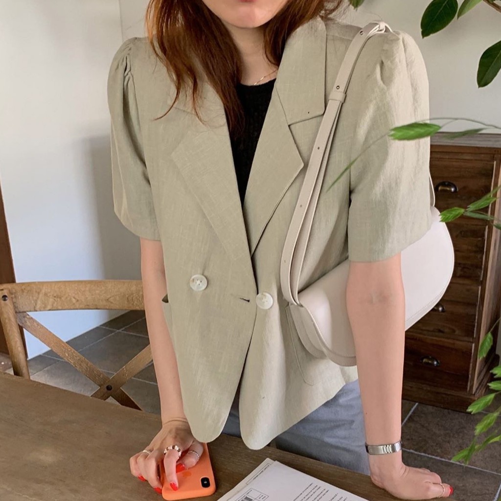 Áo Khoác Vest Tay Phồng Ngắn Màu Sắc Thanh Lịch 41845 | BigBuy360 - bigbuy360.vn