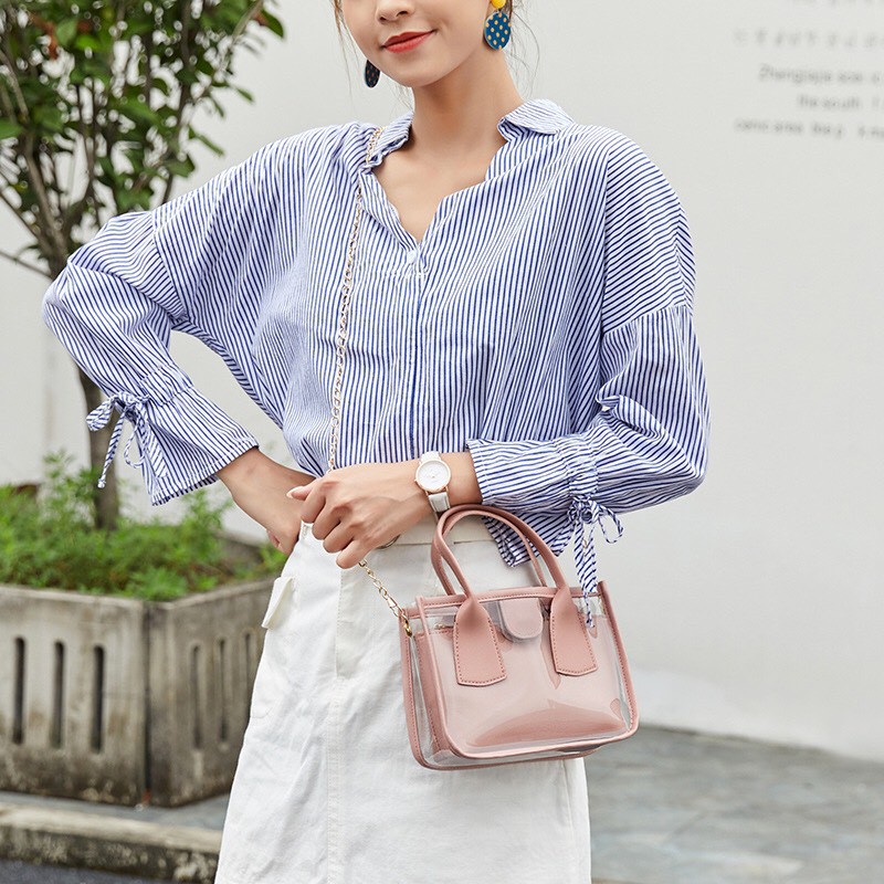 Túi Xách Nữ 💘2 TRONG 1💘 Túi Đeo Chéo Phối  Dây Chuyền Thời Trang Cao Cấp Hàng Thật Y Hình