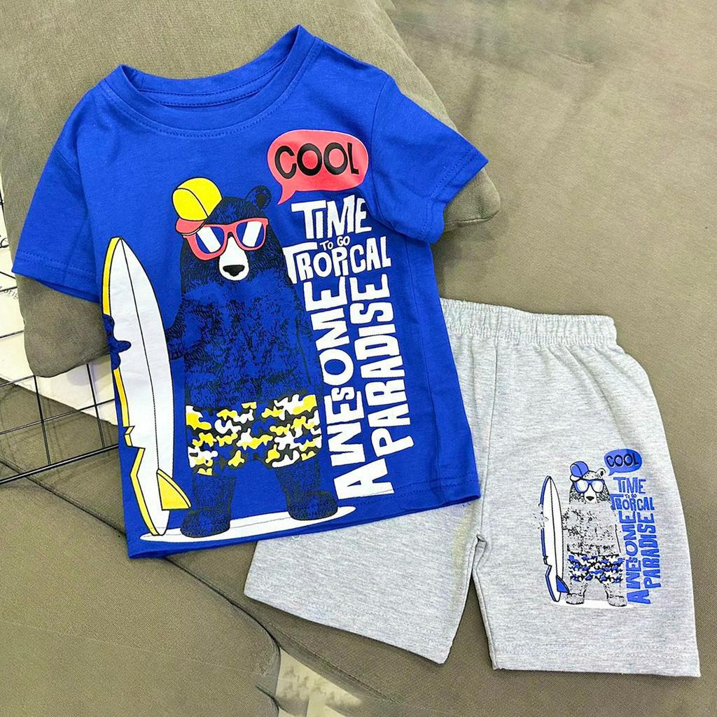 Combo đồ bộ bé trai size đại 11-40 kg set 3 5 bộ quần đùi áo cộc tay cho bé trai thun cotton mặc mát Homie Kids