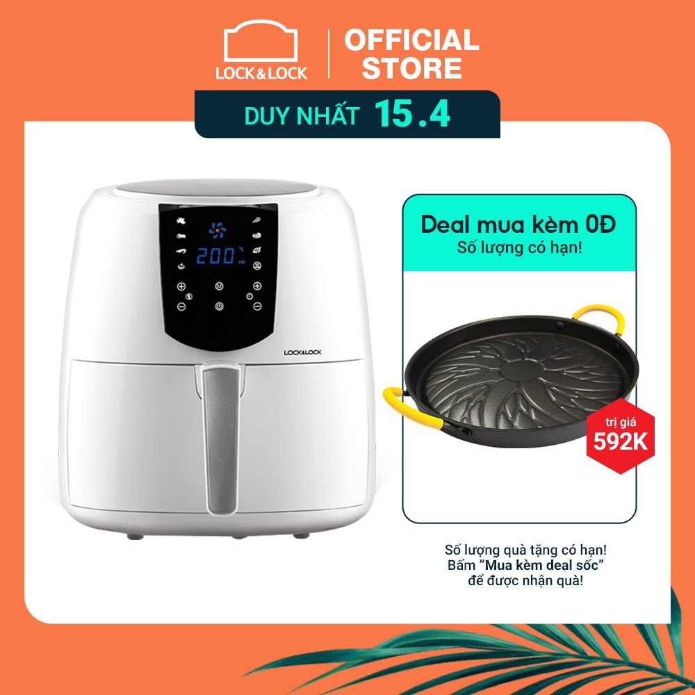 Nồi Chiên Không Dầu Lock&Lock Jumbo Plus Air Fryer 5.2L Màu trắng EJF357WHT