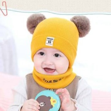 Bộ mũ và khăn len dễ thương baby cho bé loại 1