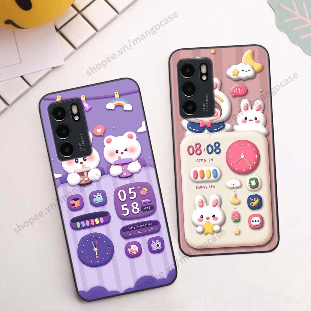 Ốp lưng Oppo Reno6 / Reno6 Z 5G / Reno 6 hình gấu, thỏ, đồng hồ cute dễ thương