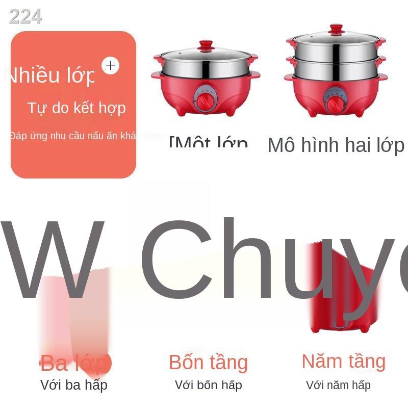 【HOT】Nồi hấp điện gia đình đa năng công suất lớn bánh tầng inox ba 32cm